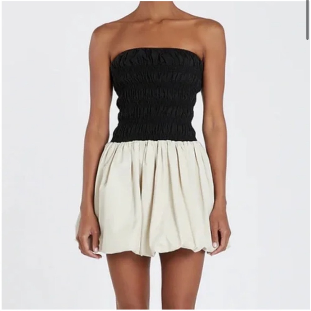Dissh Stevie Black And Stone Strapless Bubble Skirt Mini Dress size 10